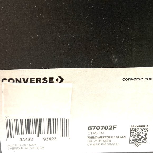 🌸Sale🌸 Converse CTAS White Chambray Blue Canvas Sneaker Women's Size 8 670702F - Picture 9 of 10